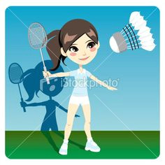 young brunette woman playing professional badminton indoors