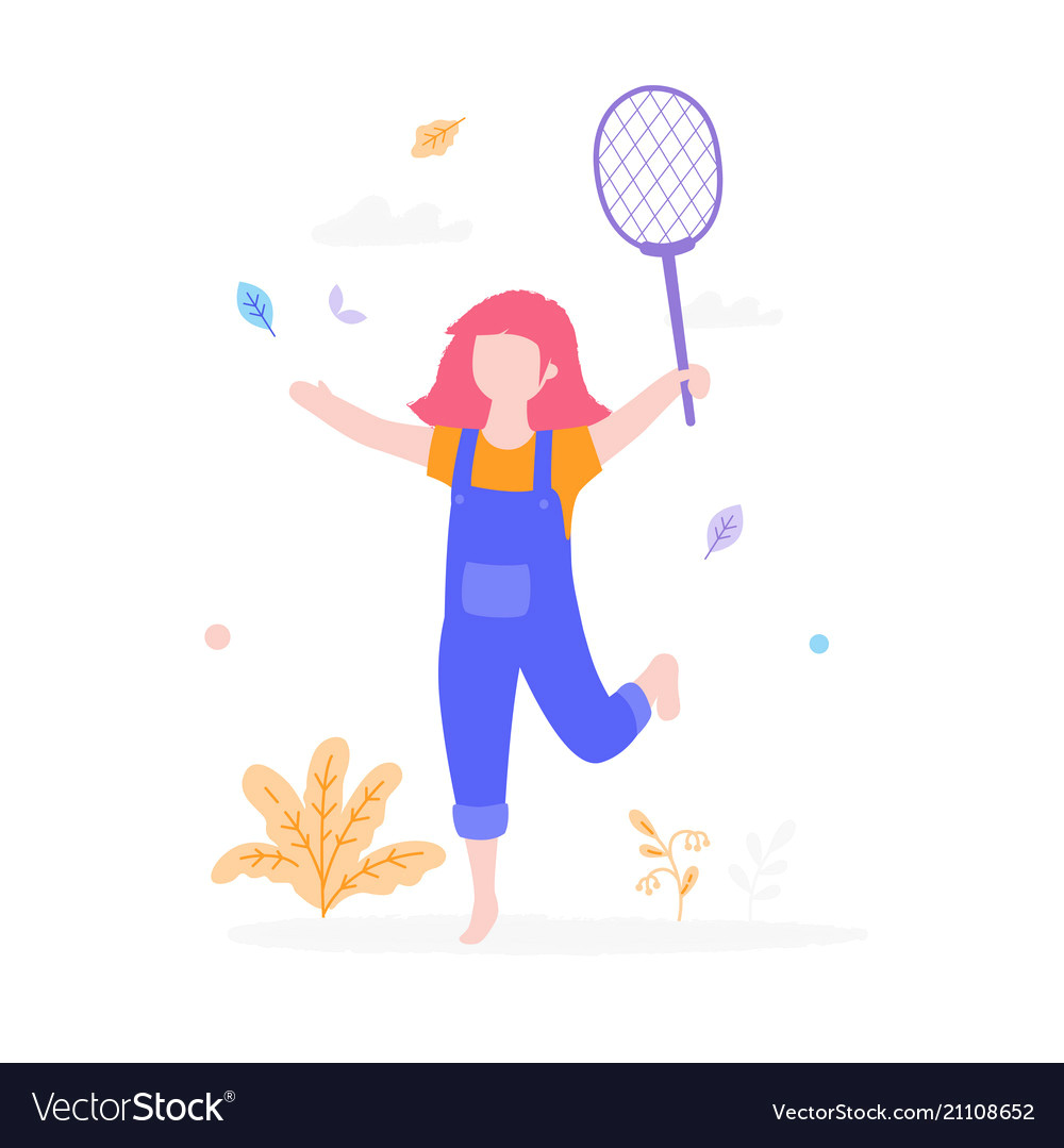 cute girl playing badminton outdoors in the park vector 21108652 jpg