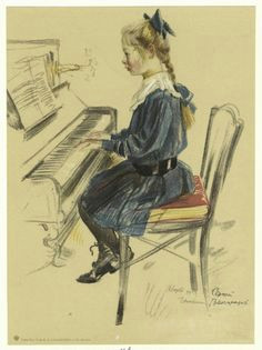 sergei vinogradov girl playing the piano chant piano girl music illustration jeunesse