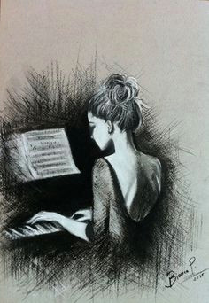 bianca paraschiv drawings playing piano playing piano beautiful pencil drawings pencil art