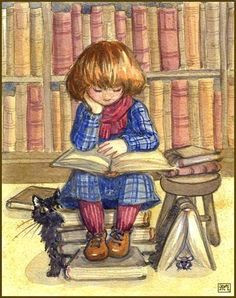 reading and books in art great ilustration little reader by leochi