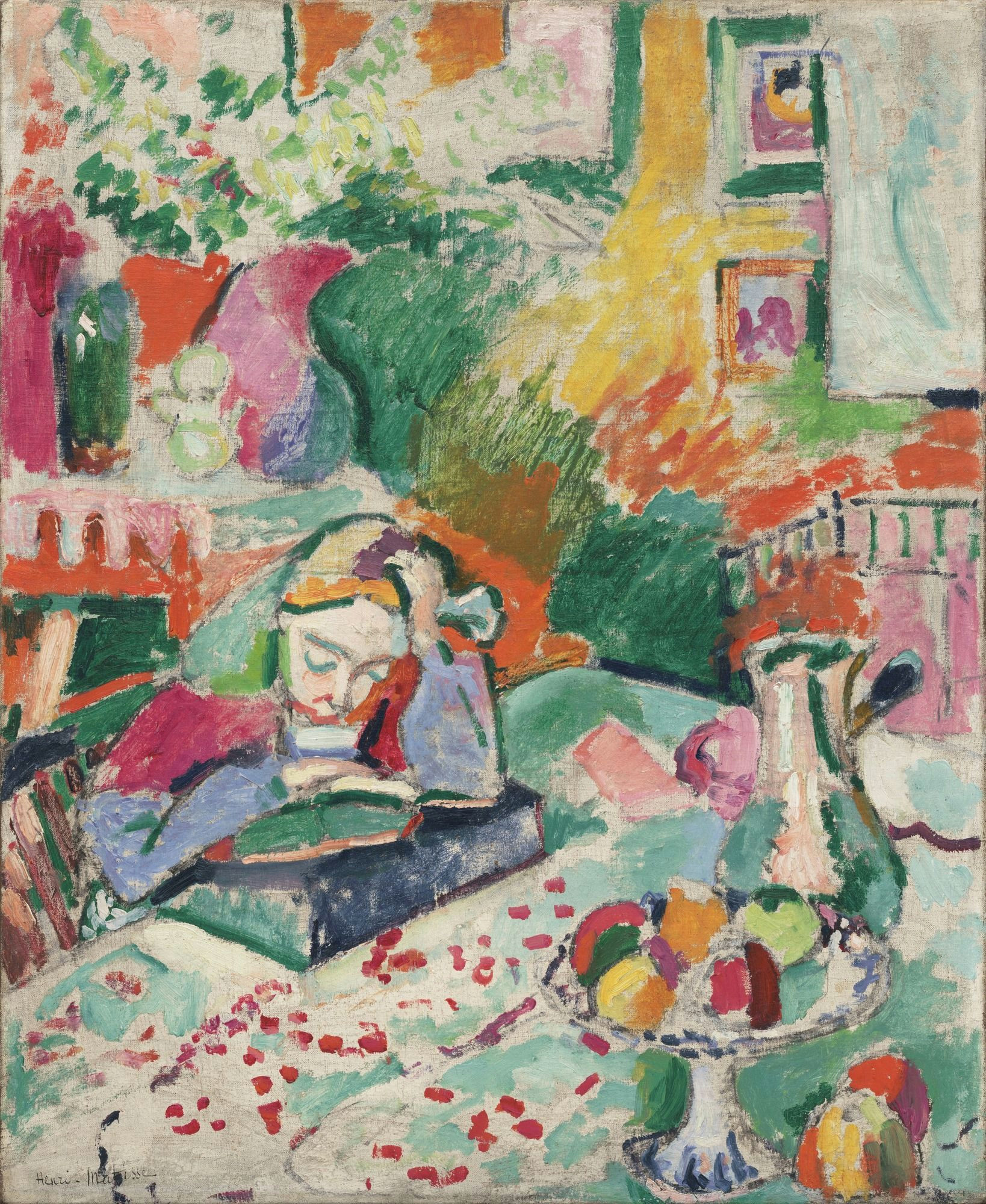 interior with a young girl girl reading paris 1905 06