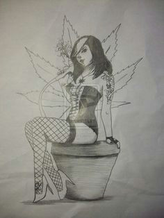 weed pin up by traditional art drawings portraits figures tattoomaze a tattoo weed girl smoking drawing