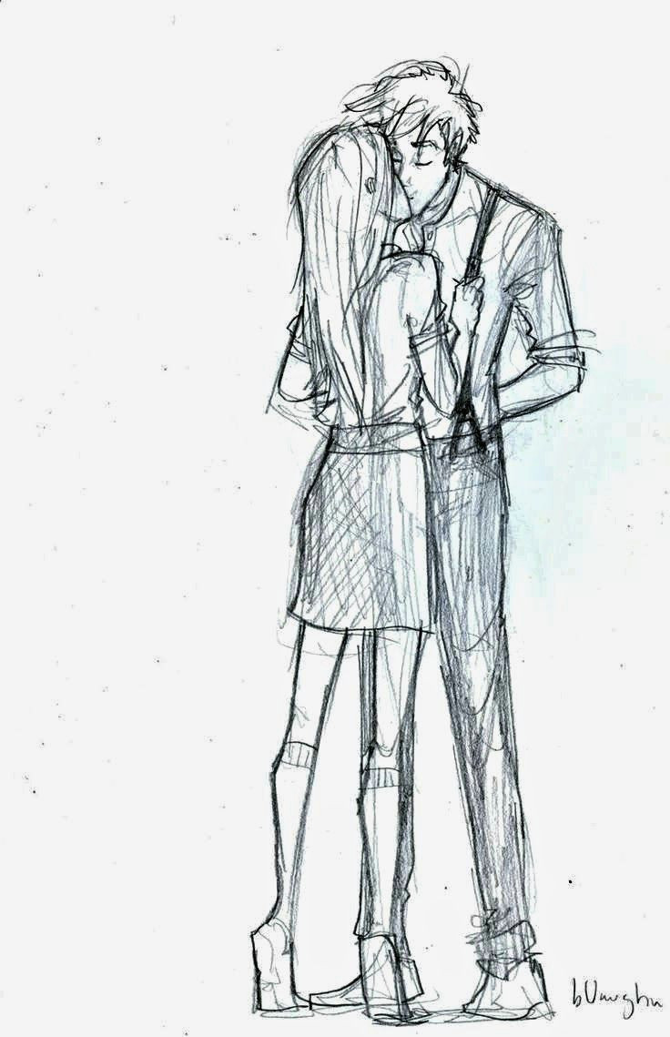 kissing sketch of boy and girl by zizing com