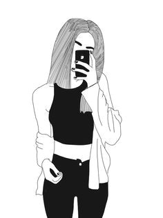drawing of a couple both taking a selfie black and white hipster icon