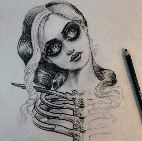 jason minauro skeleton girl creepy tattoo drawing pencil body decor pinterest tattoo drawings tattoos and drawings