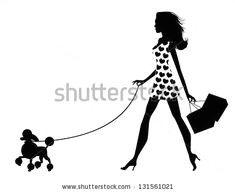 woman walking dog silhouette eps 8 vector grouped for easy editing no open shapes or paths