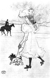 by toulouse lautrec girl walking with her dog