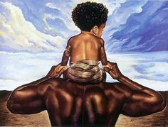 kevin wak williams the future depicts a black father carrying his son on his shoulders as they walk away with their backs toward the observer