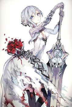 silver girl with a amazing sword