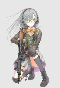 anime girl with gun