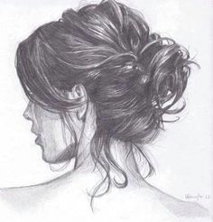 drawing of a girl with a messy bun it s always hard for me to draw hair with all of the contrasts of shading and texture