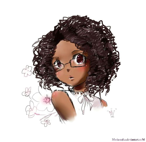 little girls with afros 1commission girl with glasses by maria mika