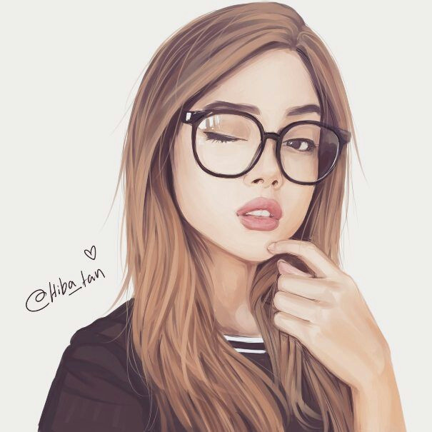 resultado de imagen de drawings of a girl with glasses
