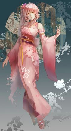 long hair pink hair anime anime girls kimono japanese clothes yellow eyes wallpaper no 447716