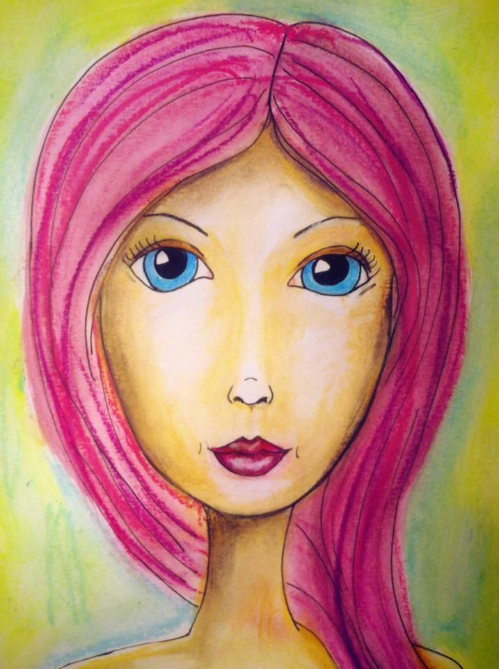 a pink hair facecinating girl art faces face art drawing women woman drawing