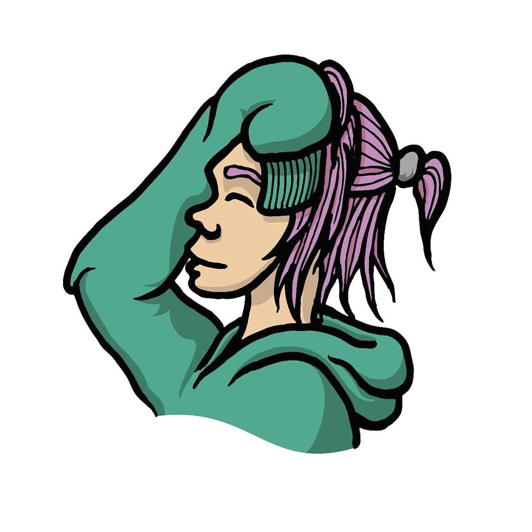 girl hoodie pink hair smile drawing art doodle colour characterdesign