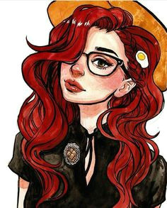 jacquelin de leon red haired girl drawing with hatd