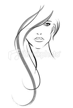 contour drawing of girl with wavy hair google search