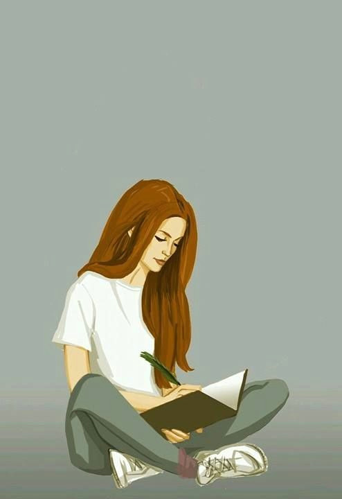 girl is writing illustration art