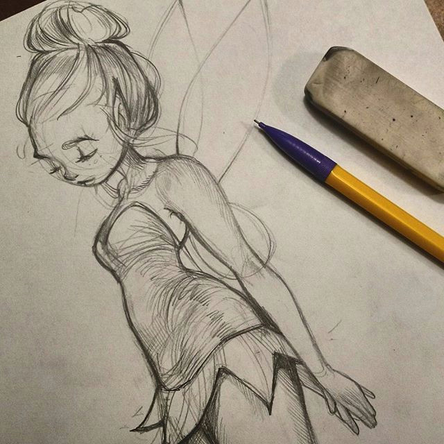 tinkerbell sketch art artistsofinstagram illustration sketch pencil graphite tinkerbell disney girl