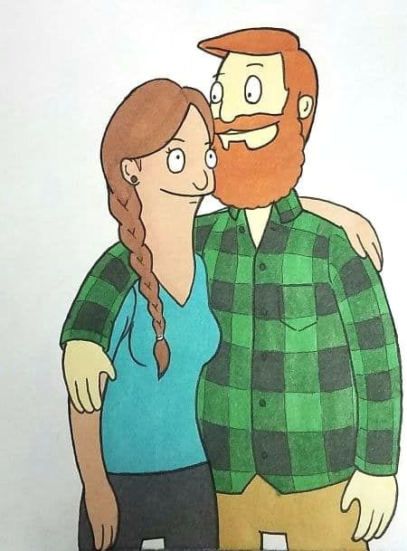 a boyfriend surprised his girlfriend by drawing them as a couple in 10 different cartoon styles