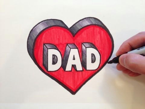 how to draw dad in a heart 3d youtube