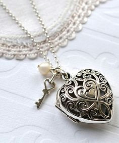 pearl amp sterling silver vintage heart locket necklace