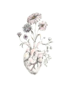 blooming heart painting art anatomy valentine floral