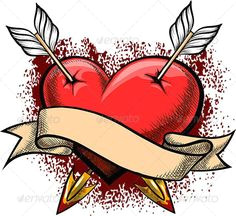 heart pierced by arrows graphicriver illustration with heart pierced arrow tattoos