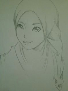 hijab style pencil drawing