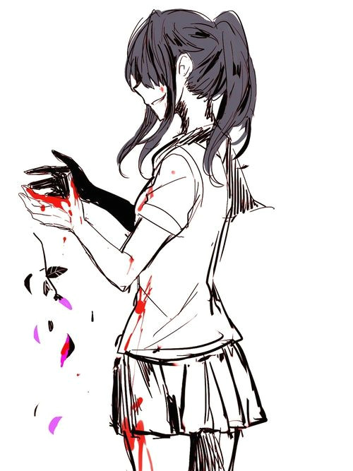 bloody anime girl yandere