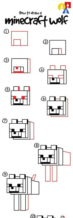 how to draw a minecraft wolf dog art for kids hub