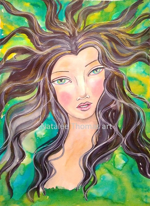 drawing and painting whimsical mermaid mixed media