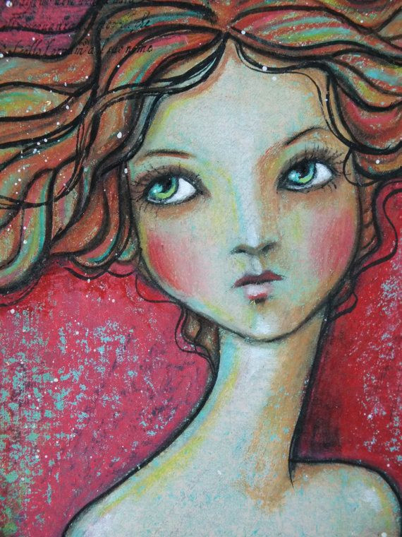 original ooak 4 x 6 mixed media acrylic colored by pennystamper