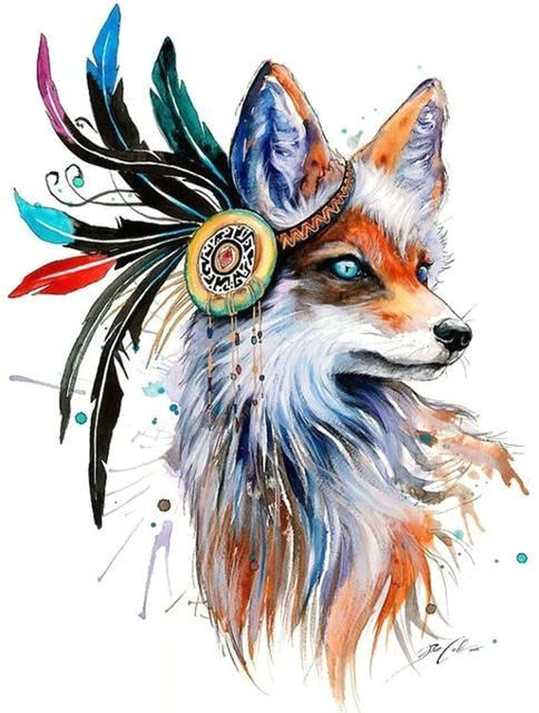 simple yet beautiful fancy feathered fox painting available in multiple sizes choose larger size for clearer details square drills full coverage diamond