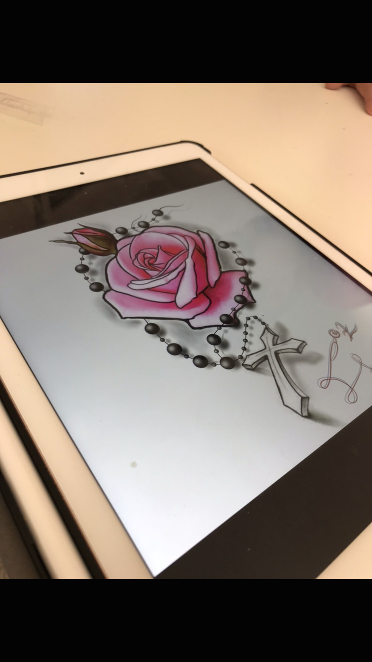 rose cross tattoo drawing
