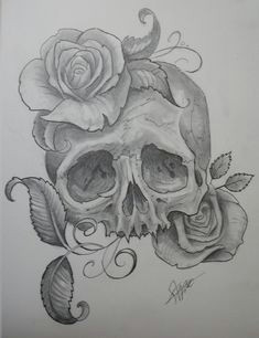 skull with roses