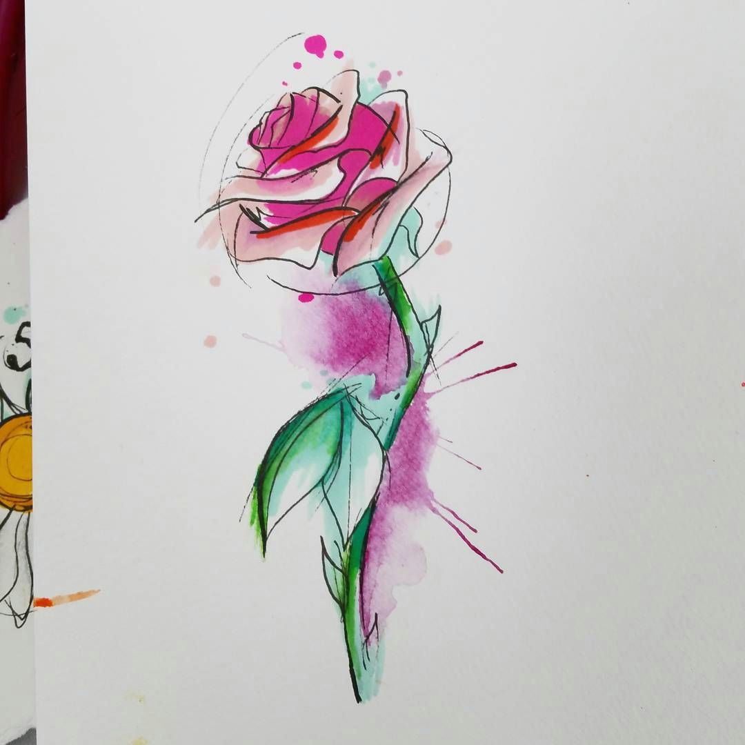 beauty and beast rose for tomorrow tattoo disneytattoo disneytattoos beautyandthebeast beautyandthebeasttattoo watetcolour
