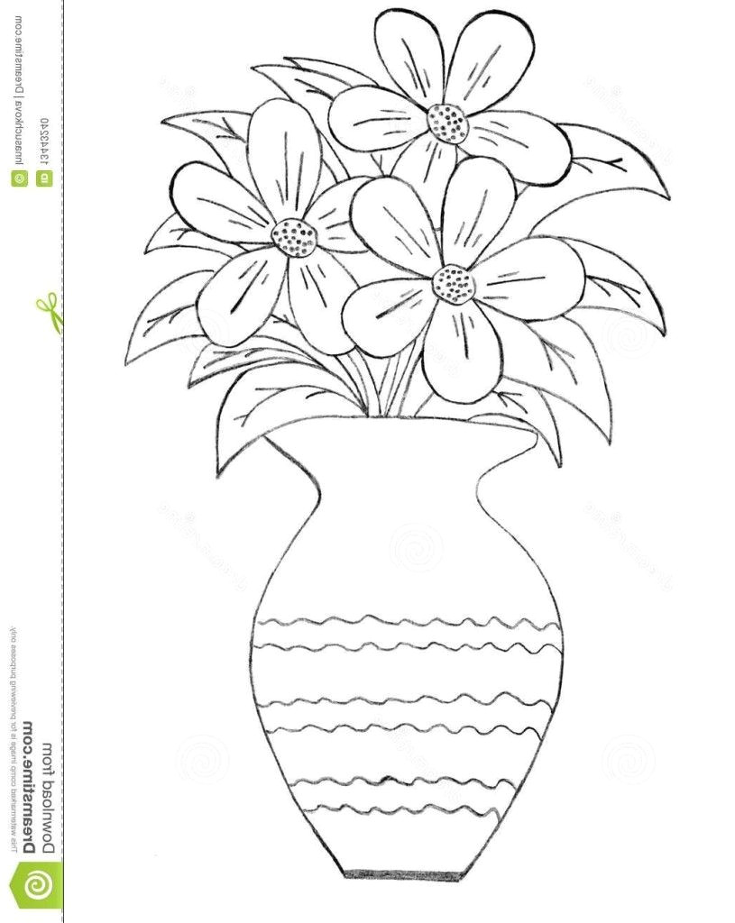 Drawing Of A Rose In A Vase How to Draw A Beautiful Flower Vase Pictures for Kids to Draw