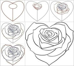 how to draw a rose from a heart
