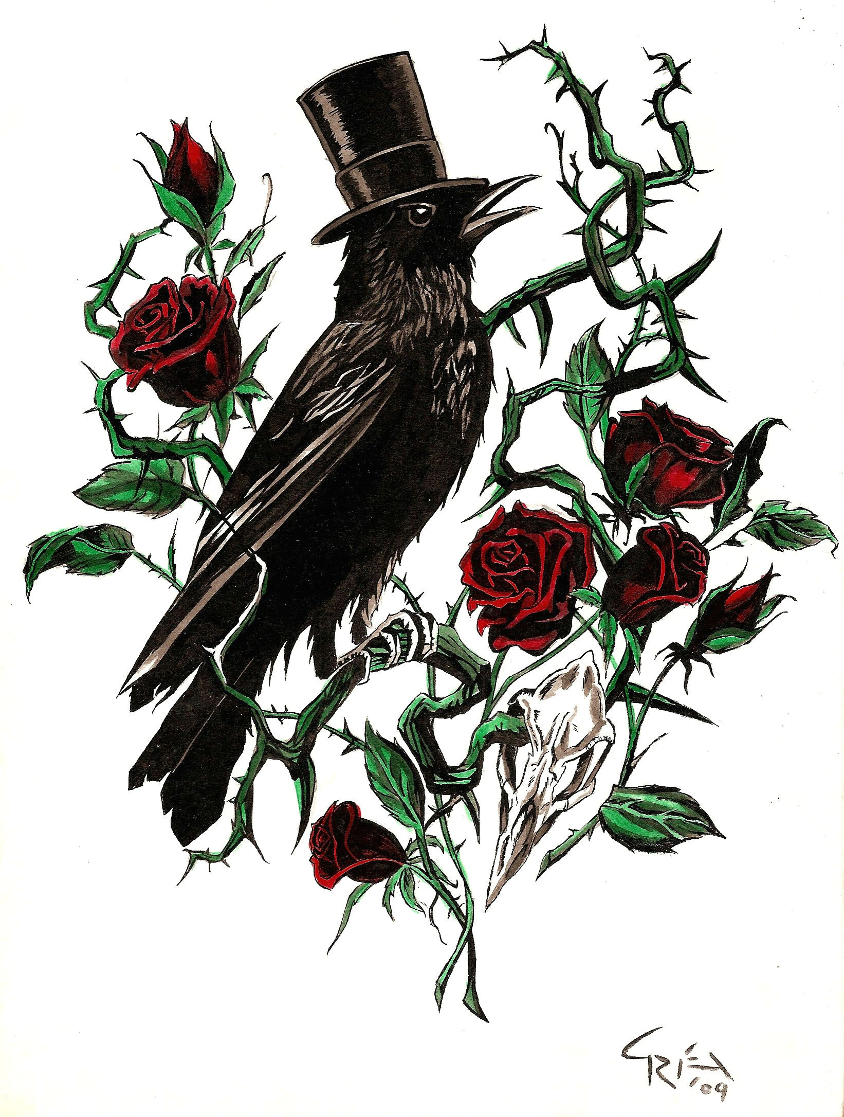 crow and rose thorn
