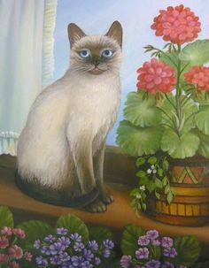 samantha the siamese cat painting by vivian eagleson or aka ella