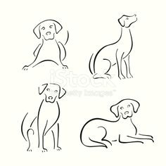 four stylized dogs on a white background