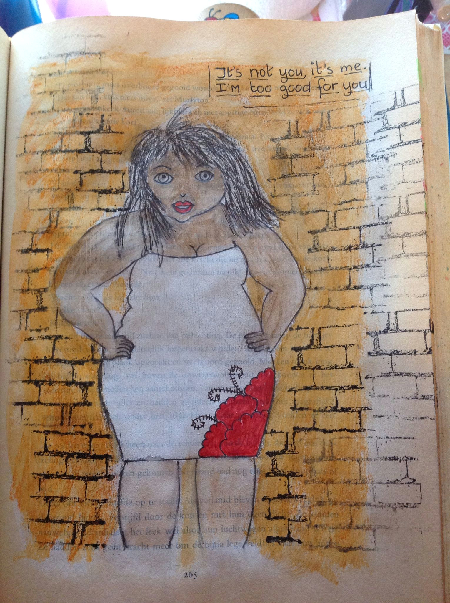 art journal big size woman fat drawing painting