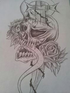 tribal tattoo rose skull drawing rough sketch by cassandrawilson on tattoo sketches