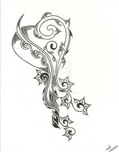 tribal heart and flower tattoo design by chrismetalfreak on deviantart