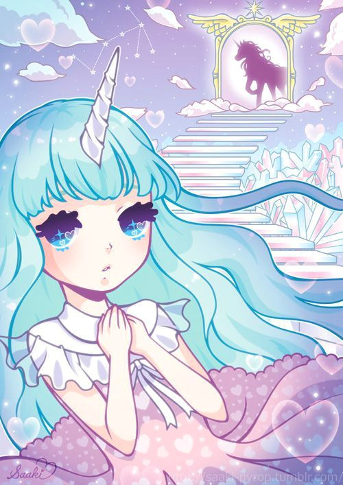 pastel unicorn and anime image