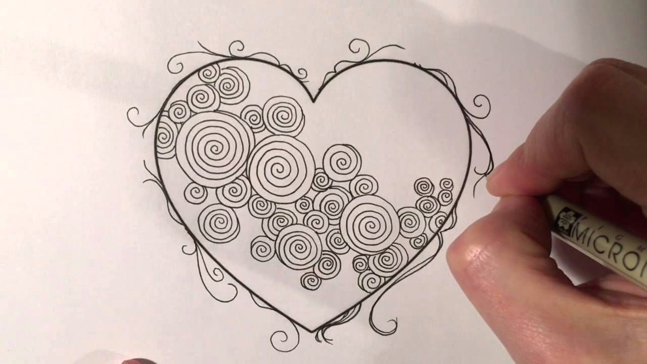 zentangle valentine s heart series 4 spirals with border