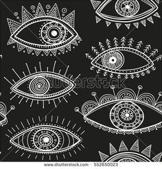 hand drawn indian ethnic tribal eyes fashion black and white trendy seamless pattern can be printed and used as wrapping paper wallpaper textile